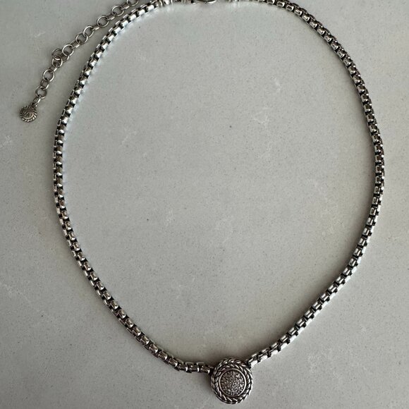 JAI Sterling Silver Box Chain Diamond Necklace - Picture 4 of 4